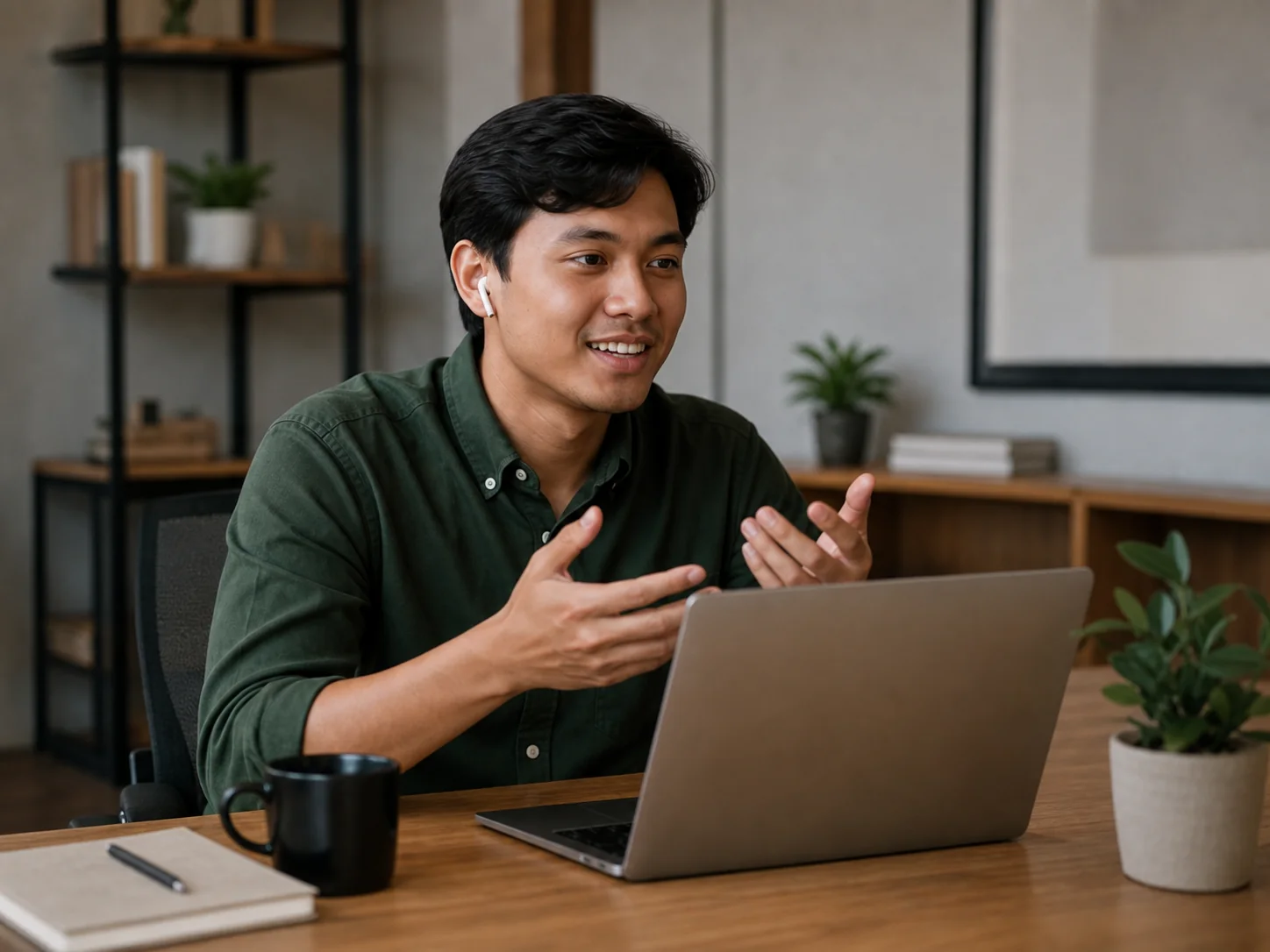 Indonesian professional in a video meeting