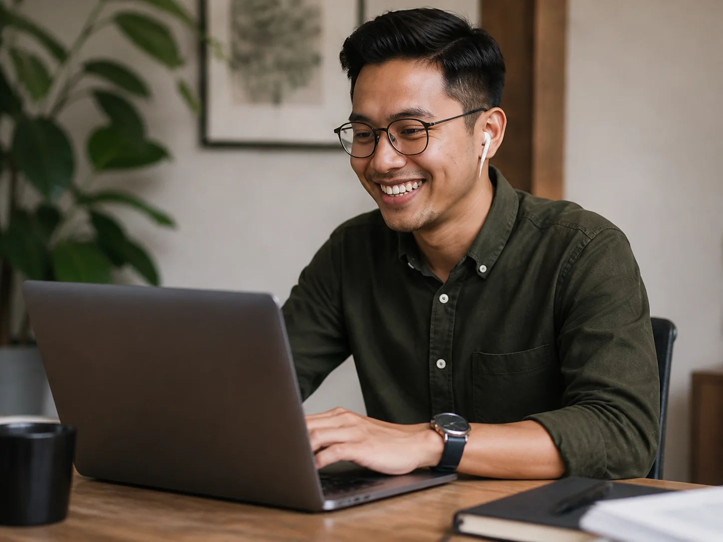 Indonesian professional collaborating online